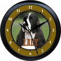 Personalized Black Springer Spaniel Wall Clock Water Color Pet Gift Decor Personalized Black Springer Spaniel Wall Clock Water Color Pet Gift Decor