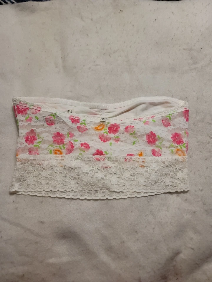 Sujetador Gilly Hicks Floral Encaje Bandeau Top Blanco Rosa Naranja Mediano M Sin Forro Boho Foto 4 de 4