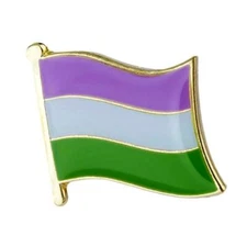 GENDERQUEER PRIDE FLAG LAPEL PIN 16mm Non-Binary LGBT LGBTQ Hat Tie Tack Badge