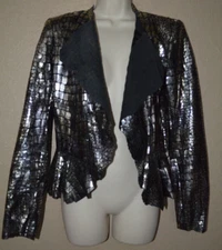 NWOT $1313 Sz 36 2 XS S Isabel Marant Black Croc Print Leather Silver Jacket