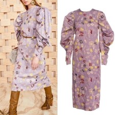 Ulla Johnson 2022 Antonia Floral Puff Sleeve Long Lavender Dress
