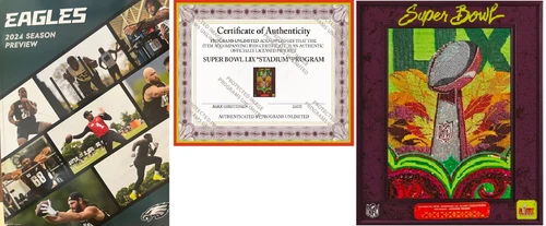 SUPER BOWL LIX 59 STADIUM "HOLOGRAPHIC" GAME PROGRAM + 2024 2025 EAGLES YEARBOOK - Picture 1 of 4