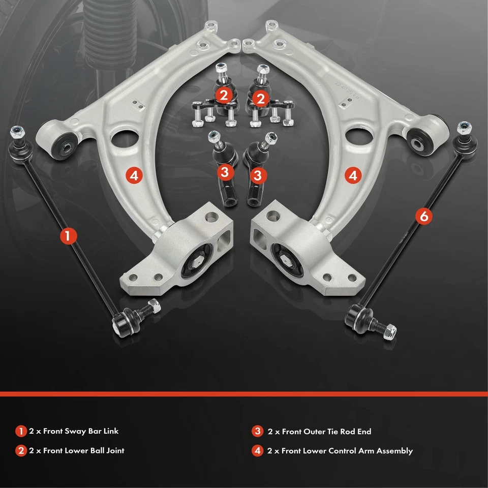 8x Braço de controle dianteiro e junta esférica para Volkswagen CC 2009-2017 Passat 2006-2010 - Imagem 2 de 4