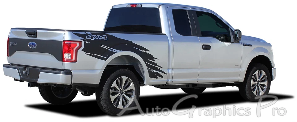 Calcomanías gráficas de vinilo para caja de camión Mudlinger trasero rasgado rayas 2015-2020 Ford F-150 Foto 4 de 4