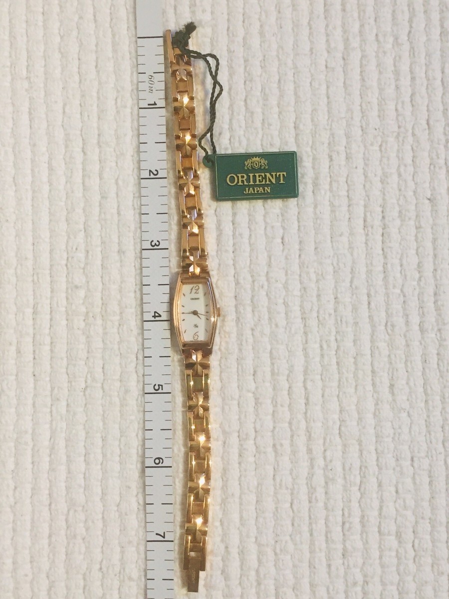ORIENT Japan Ladies Gold Pink Rose Rectagular Stainless Steel