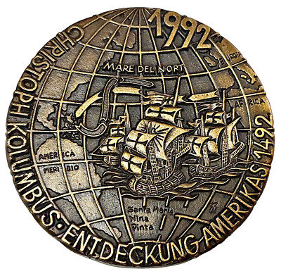 VINTAGE CHRISTOPHER COLUMBUS 1492 1992 500TH ANNIVERSARY AMERICA WALL PLAQUE