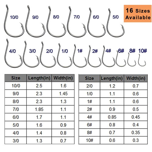 200pcs 2X Strong Offset Sport Circle Fishing Hooks 7384 Black Octopus Fish Hooks - Picture 4 of 42