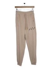 Adidas Women Track Pants Beige Triple Trefoil Logo Drawstring Sweatpants Sz XL