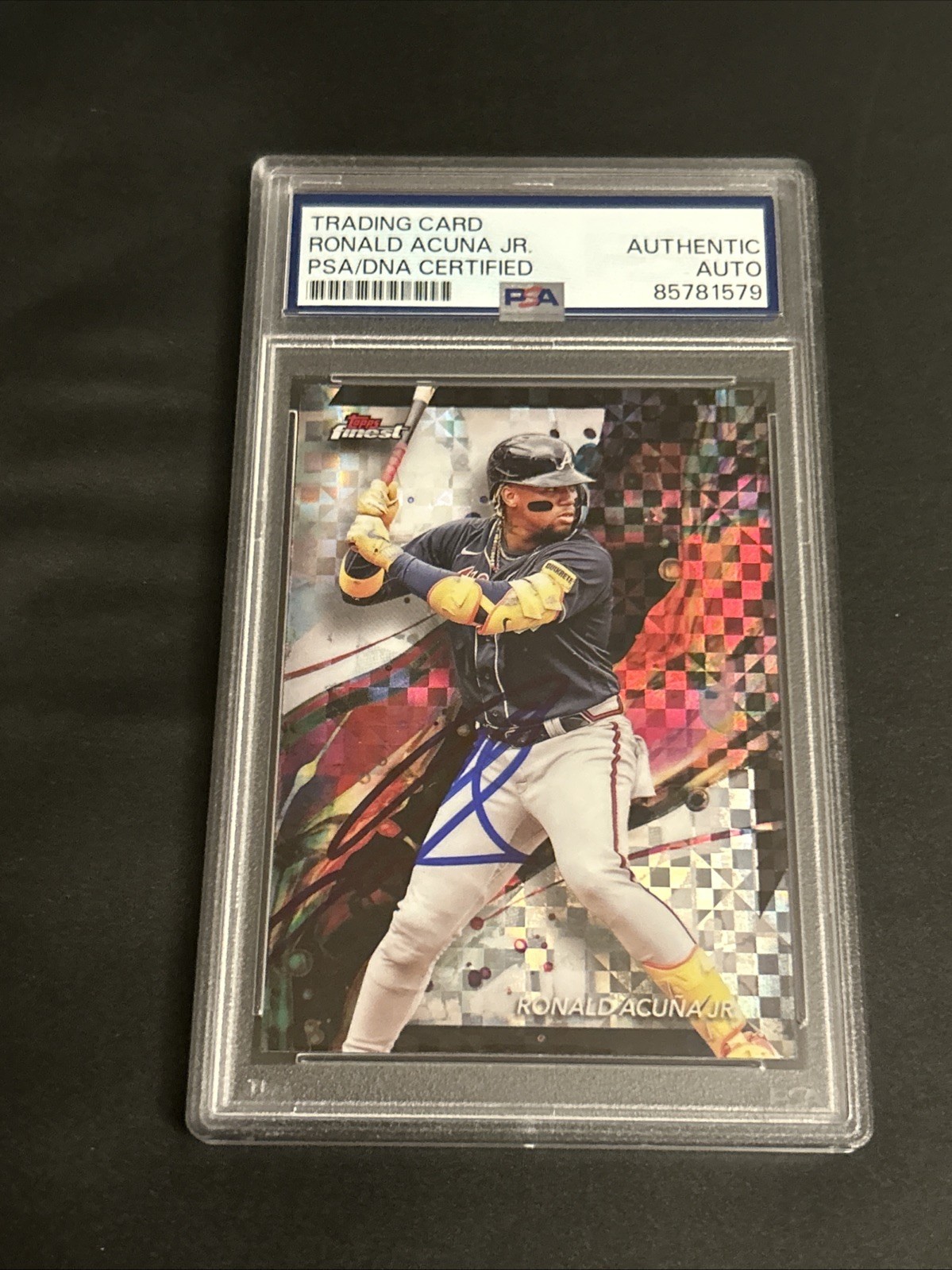 Ronald Acuna Jr Atlanta Braves Autographed 2024 Topps Finest Card PSA/DNA Cert