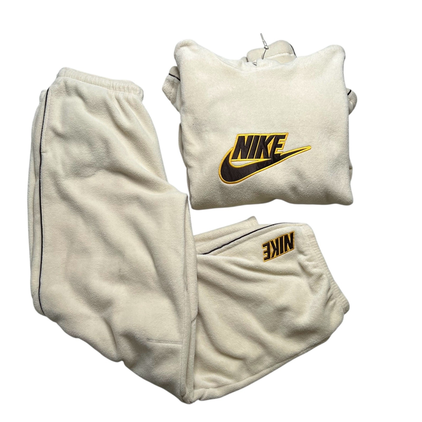 OFF WHITE X NIKE Vintage Y2K Nike Track Suit giacca pantaloni crema marrone taglia entrambi 2XL larghi