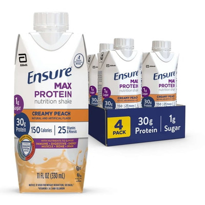 Ensure Max Protein Nutrition Shake Creamy Peach 30g Protein 11 fl oz 4 Pack