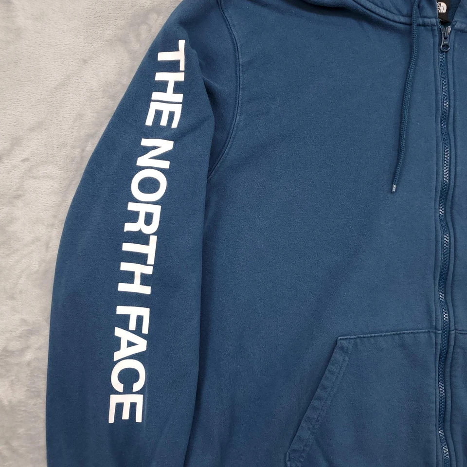 The North Face 连帽运动衫男式 2XL 蓝色全拉链袖标志 A4QN — 第 4/4 张图片