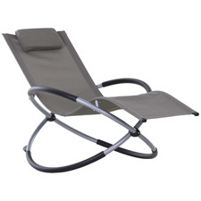 Orbital Lounger Chaise Light Grey 154x80x84cm Steel Textilene Fold Rocking Zero