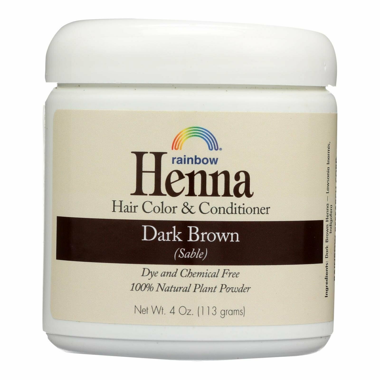 Rainbow Research Henna Hair Color & Conditioner Persian Dark Brown Color 4 Ounce
