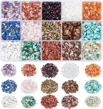 about 3450 Pcs Natural Chip Gemstone Beads Undrilled, 15 Styles No Hole Crystals