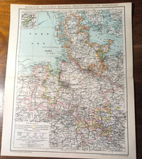 Original histor. Landkarte 1893 " Hannover Schleswig-Holstein Braunschweig Old..