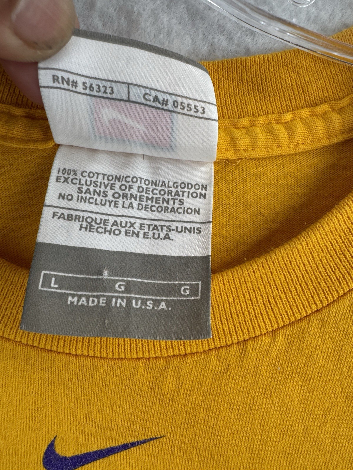 Nike Middle Swoosh LA LAKERS MADE IN USA 🇺🇸 Rare Vtg Y2K Kobe NBA 90’s image 8