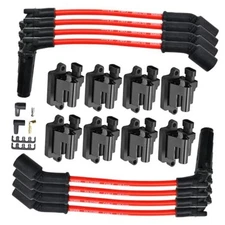 MAS Set of 8 Square Ignition Coils Pack UF271 & 8.5mm Spark Plug Wires 