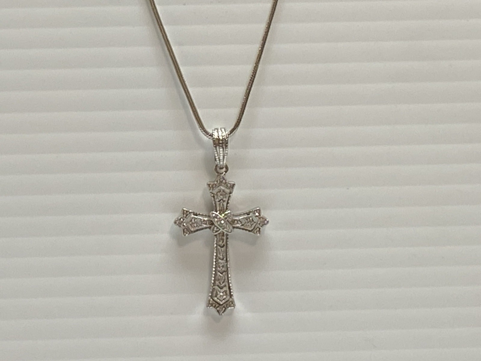 Sterling Silver Affinity Diamond Cross Pendant 20… - image 4