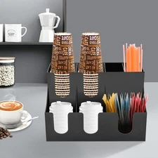 Cup Lid Dispensers Holder Acrylic Coffee Caddy Rack Anti-slip Tea Condiment Rack
