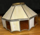 Antique Leaded Stained Glass Lamp Shade - Amber & Caramel Slag Glass Panels!