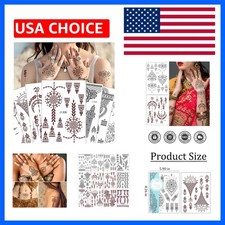 12 Sheets Henna Tattoo Kit, Waterproof Tattoo Stickers for Women Wedding Part...