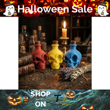 3Pc Halloween Skull Potion Bottle Set 3D Printed Gothic Spooky Decor Party Table
