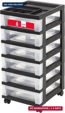 6-Drawer Rolling Storage Cart, Black/Clear  Keep craft supplies, offic