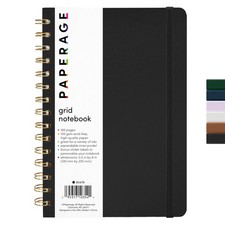 Graph Paper Spiral Notebook Journal, Black , 160 Pages, Medium 5.5 inches x 8