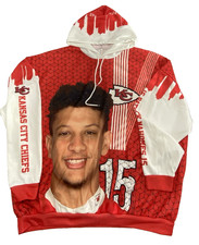 KANSAS CITY CHIEFS  PATRICK MAHOMES ALL-OVER-PRINT HOODED SWEATSHIRT MEN'S 5XL