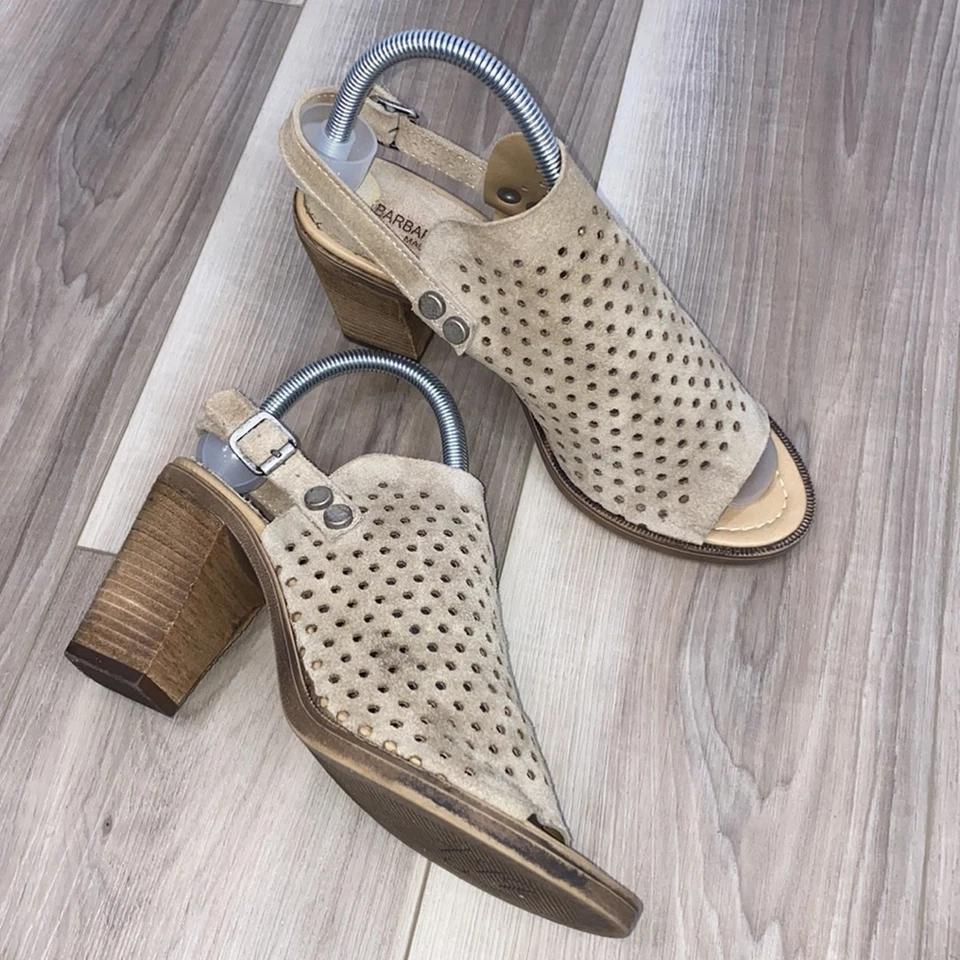 Barbara Barbieri marrón perforado bronceado punta abierta tacones talla 8,5 Foto 2 de 4