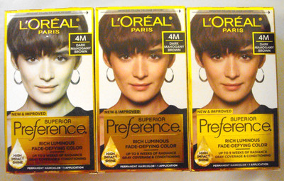 L'Oreal Superior Preference Hair Color - Dark Mahogany Brown - Lot of 3 (4M)