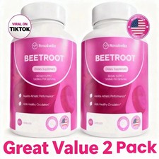 2PCS Rosabella Organic Beet Root 60 Capsules Natural Energy Boost Blood Pressure