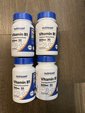 Lot of 4 Nutricost Vitamin B1 Thiamine 30 Ct. bottles 500mg EXP 08/28 120 Total
