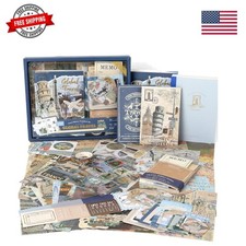 World Travel Scrapbook Kit A6 Grid Notebook Stationery Junk Journal Kit Scrap...