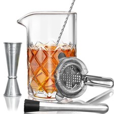 LIGHTEN LIFE Cocktail Mixing Glass Set,Bar Mixing Set with 20oz Crystal Thick...