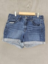 Universal Thread Womens 8 High-Rise Midi Blue Jean Shorts Stretch Rolled Cuff