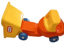 Vtg.80s Little Tikes Dump Truck Toddle Tots Construction Orange Yellow Blue