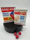 VINTAGE JOHNSON & JOHNSON BAND-AID TINS 2 FOR 1 TRICOT MESH & SHEER STRIPS