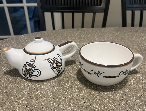 Studio Nova Cafe KT550 Tassen, Salatteller, Keramik Kaffeekanne und Tischsets (BX) - Bild 10 von 15