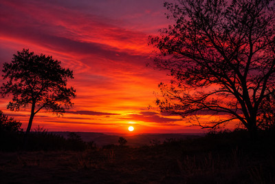 Red Sunset Landscape Desktop Wallpaper Digital Image Picture Photo Background AI