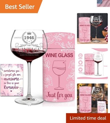 80th Birthday Gifts For Women, Grandma - 1946 Vintage Engraved 80th Wine Glas...