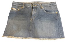 Vintage Y2K Baby Phat Denim Mini Skirt Size 7 95 Cotton Stretch Cropped Cut Hem