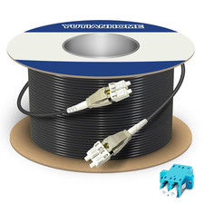 500Ft (150 Meters) Uniboot OM3 Fiber LC to LC Outdoor Armored Fiber Optic Cable,