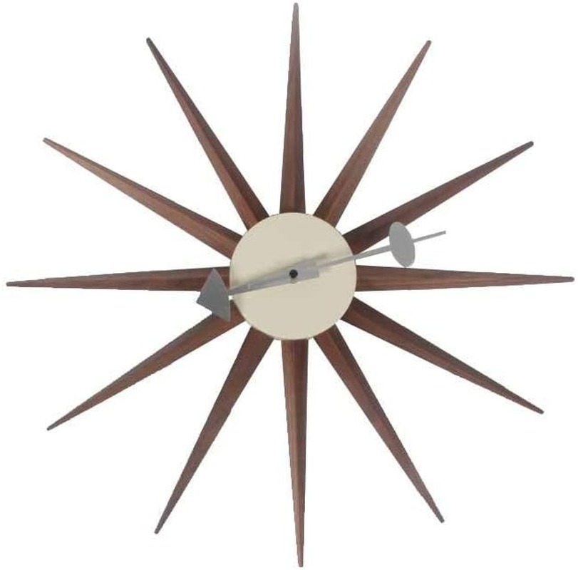 Mid Century Modern Sunburst Wall Clock - Colorful Retro Design for Home & Office