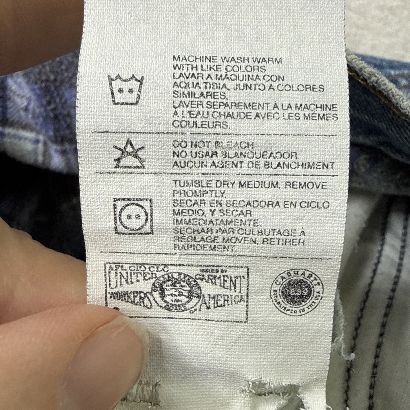 Vintage Carhartt Mens Jeans Blue Flannel Lined Relaxed Fit USA Baggy 40 x 30 thumbnail 9