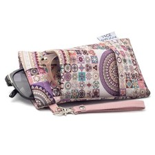 Double Glasses Case Soft Eyeglass Case For Women Men Squeeze Top Pink Lattice