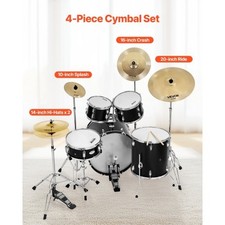 Cymbal Pack, 4 Pieces Cymbals for Drum Set, Alloy Cymbals Drum Set Includes 14-i