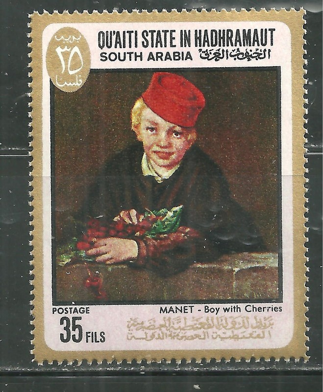 SOUTH ARABIA MNH "BOY WITH CHERRIES" BY MANET