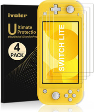 Ivoler 4 Pack Screen Protector Tempered Glass for Nintendo Switch Lite, Transpa